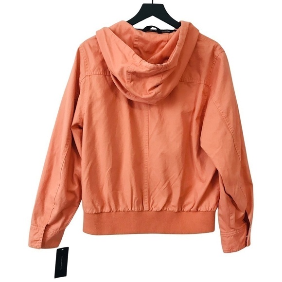 New! French Connection Cotton Bomber Peach Hooded Jacket - Picture 3 of 12